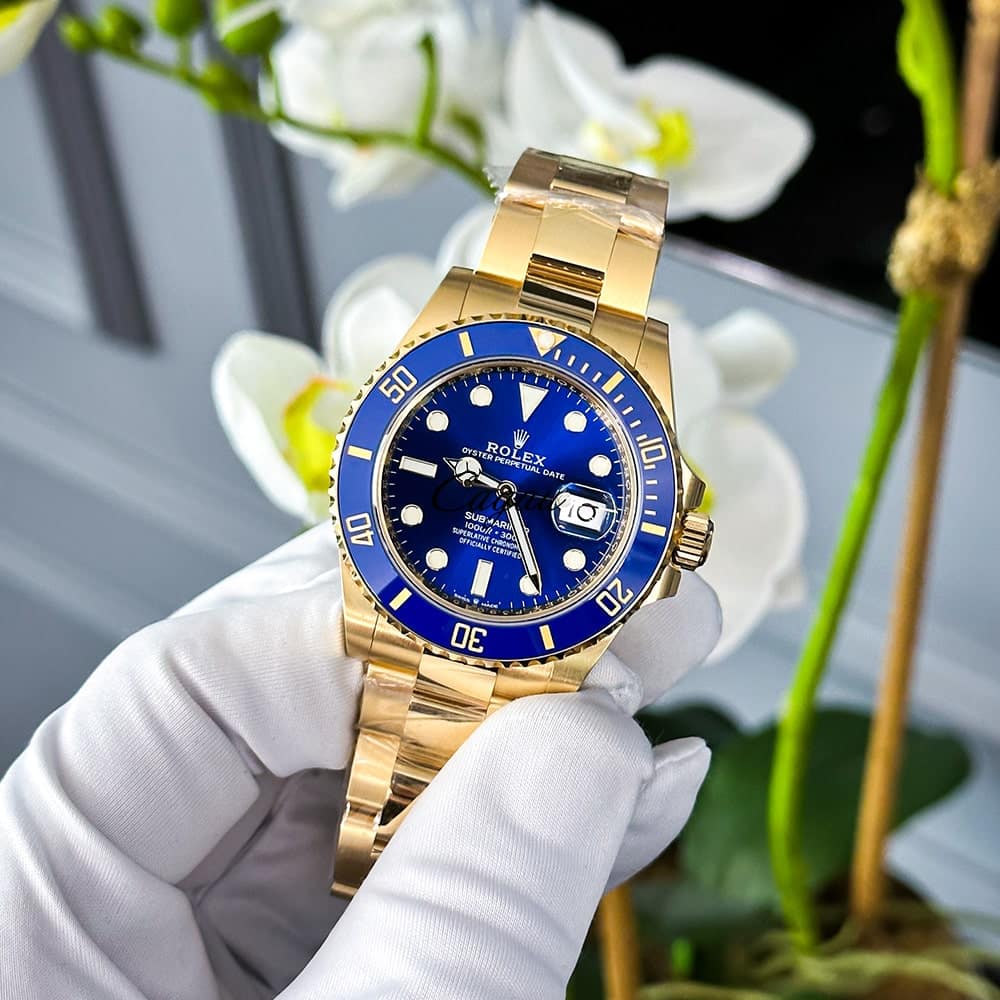 Rolex Submariner Date 41 Mm 18 karat gult guld Oyster Royal Blue Urtavla 2 1